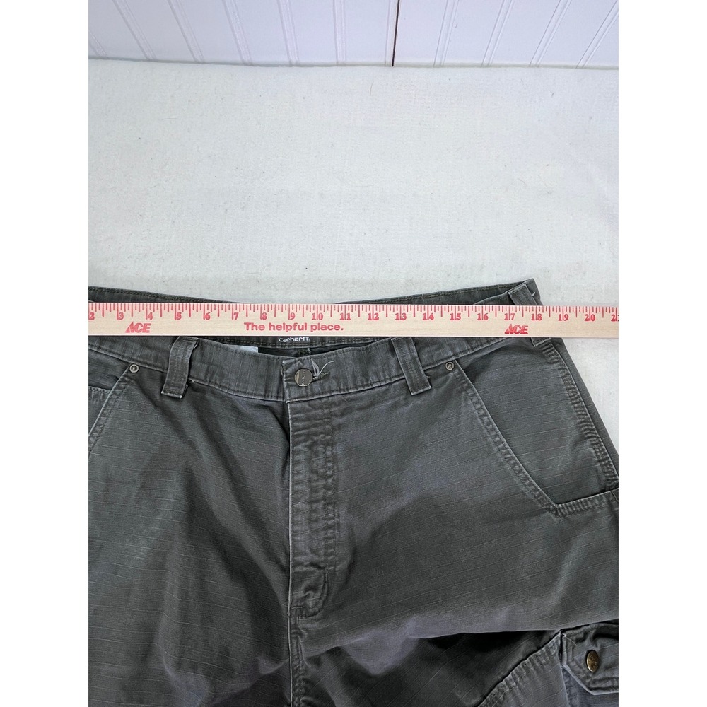 Carhartt Relaxed Fit Work Pants Canvas Cargo Pockets Olive Green Men 38x32 Heavy - Picture 12 of 12